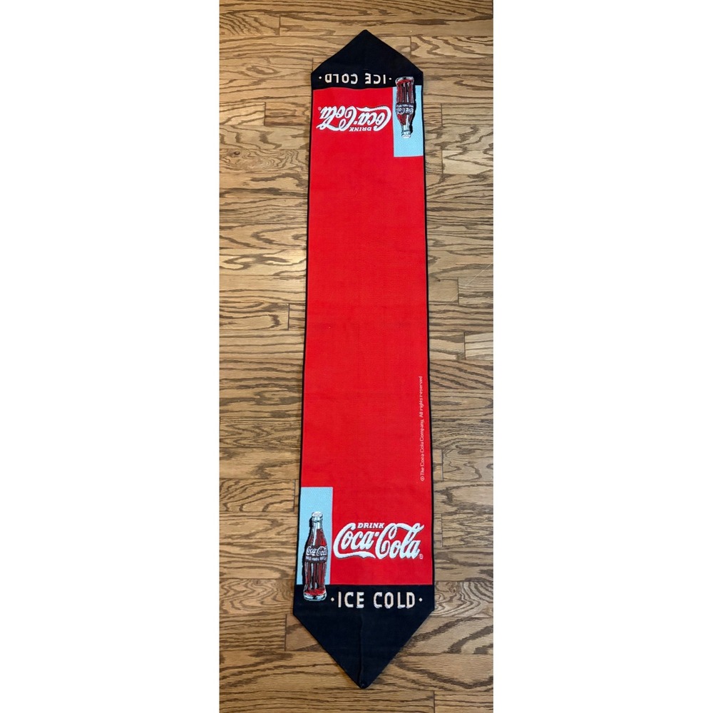 Coca-Cola Woven Table Runner Vintage Style Soda Bottle Red Black 6ft x 13inches